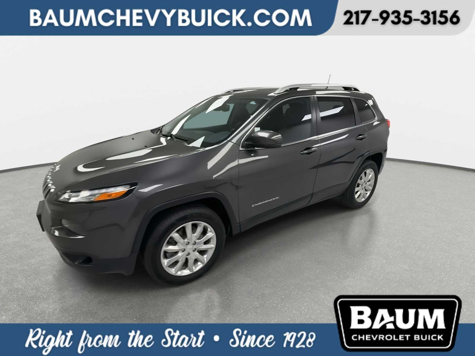 2017 Jeep Cherokee Limited 4x4 in Gray — front three-quarter view