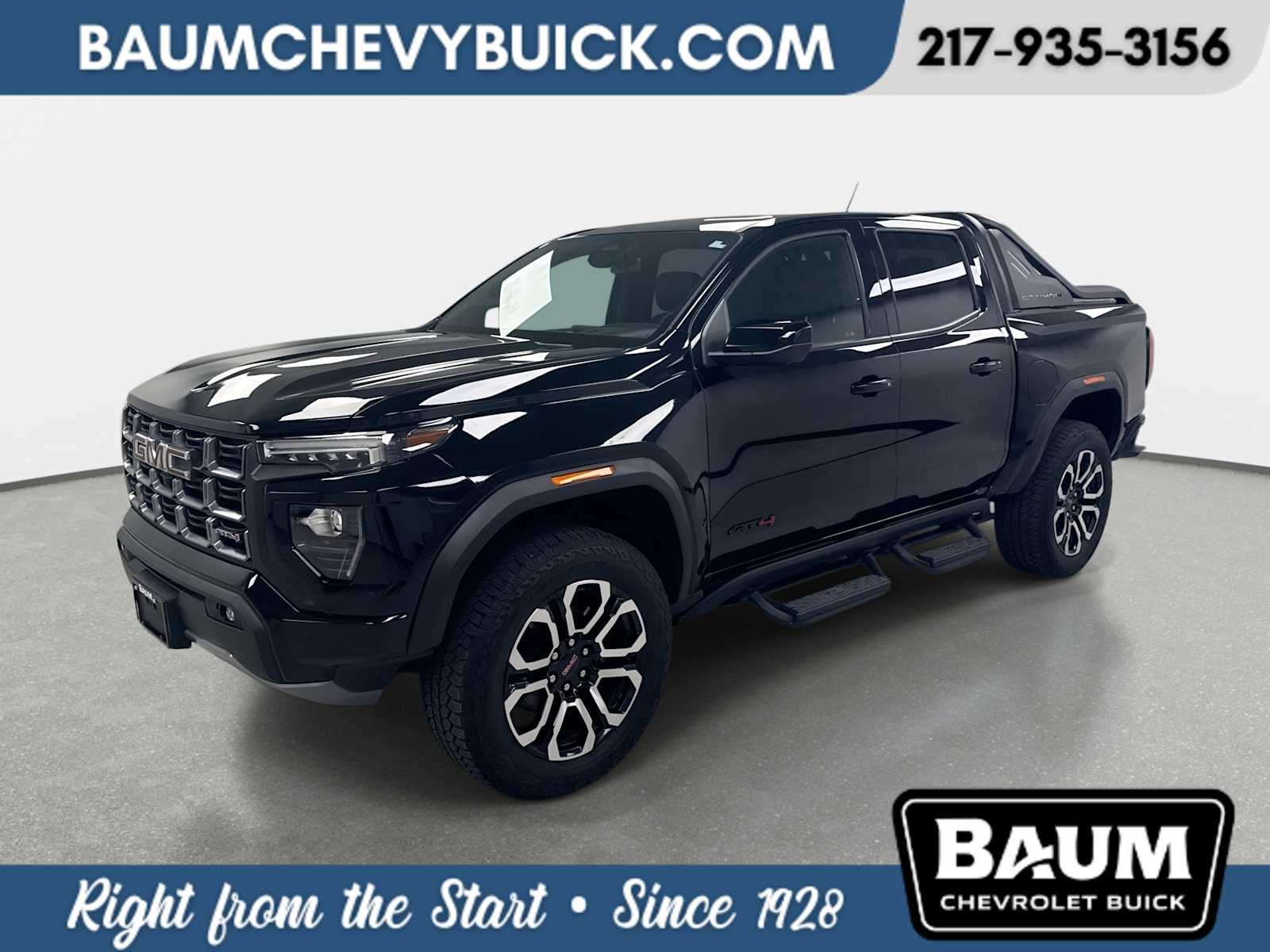 2025 GMC Canyon AT4 in Onyx Black — front three-quarter view
