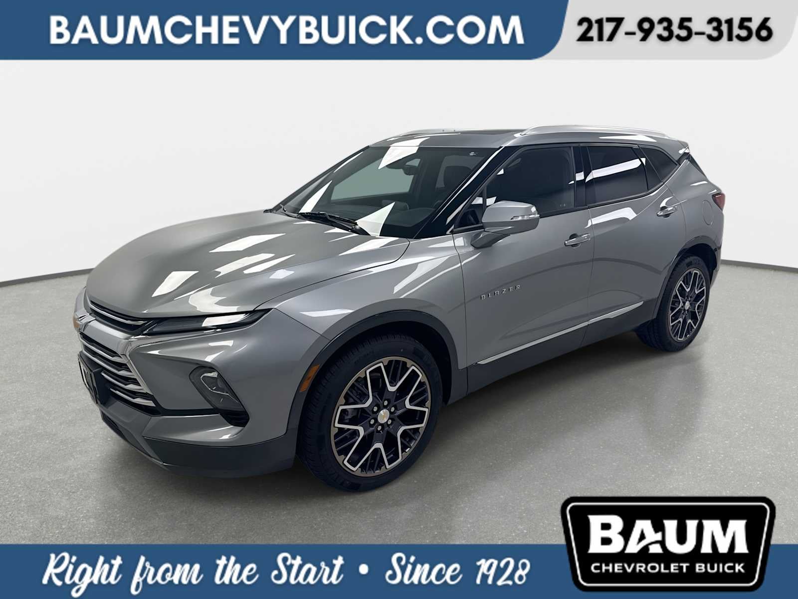 2023 Chevrolet Blazer Premier in Sterling Gray Metallic — front three-quarter view