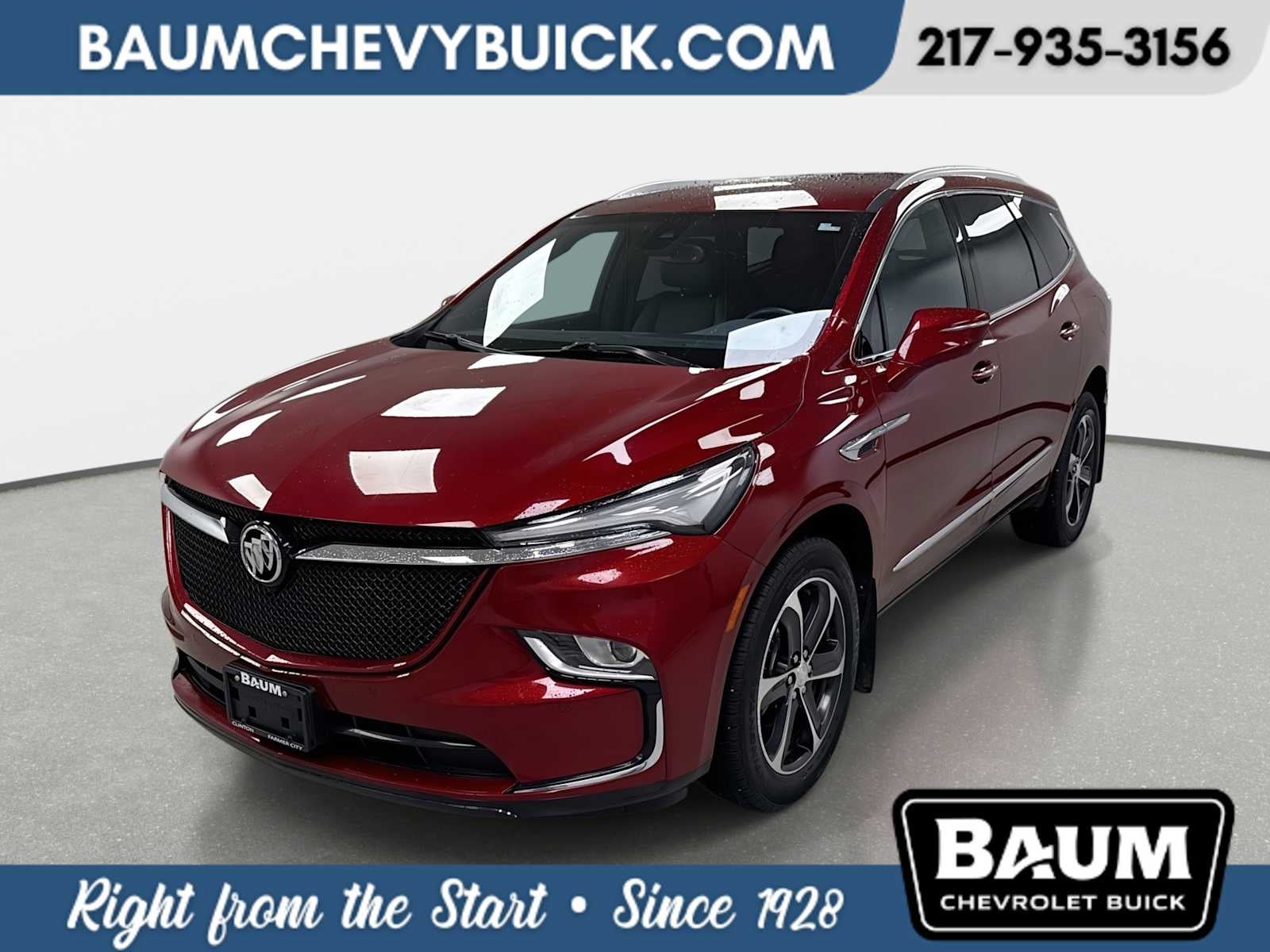 2022 Buick Enclave Essence in Cherry Red Tintcoat — front three-quarter view
