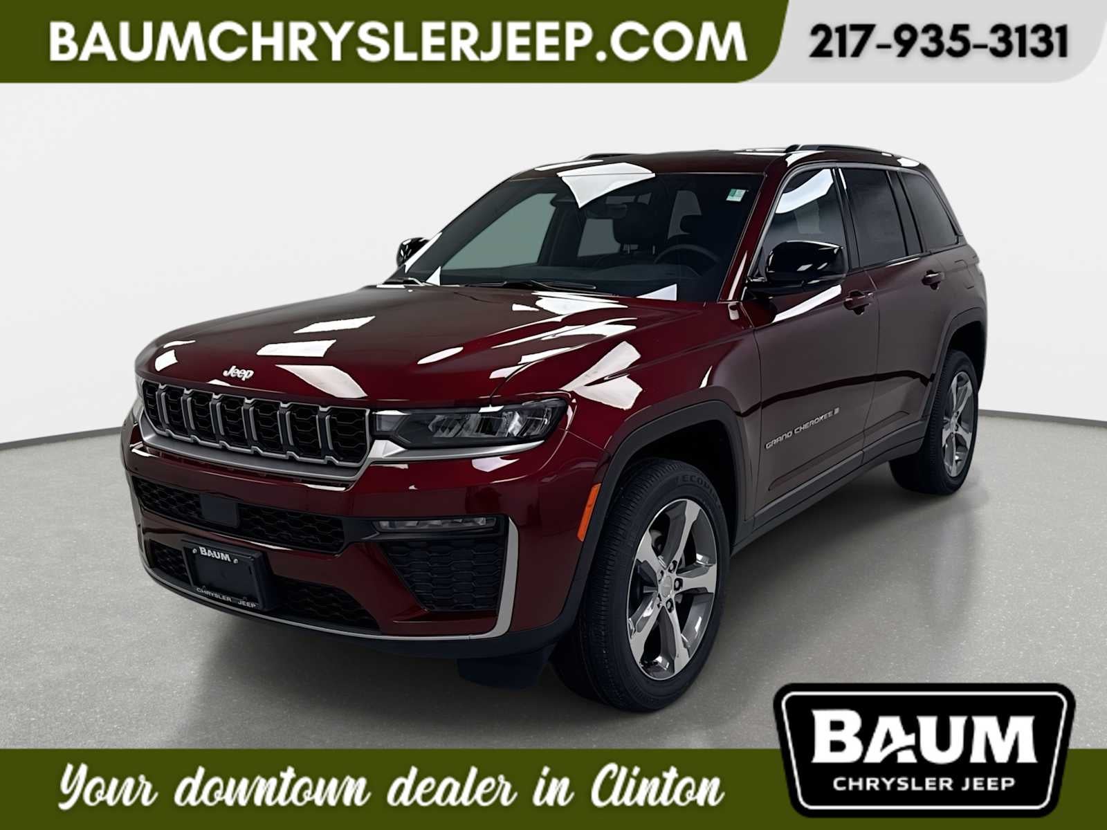 2026 Jeep Grand Cherokee GRAND CHEROKEE LIMITED 4X4 in Velvet Red Pearl-Coat Exterior Paint — front three-quarter view