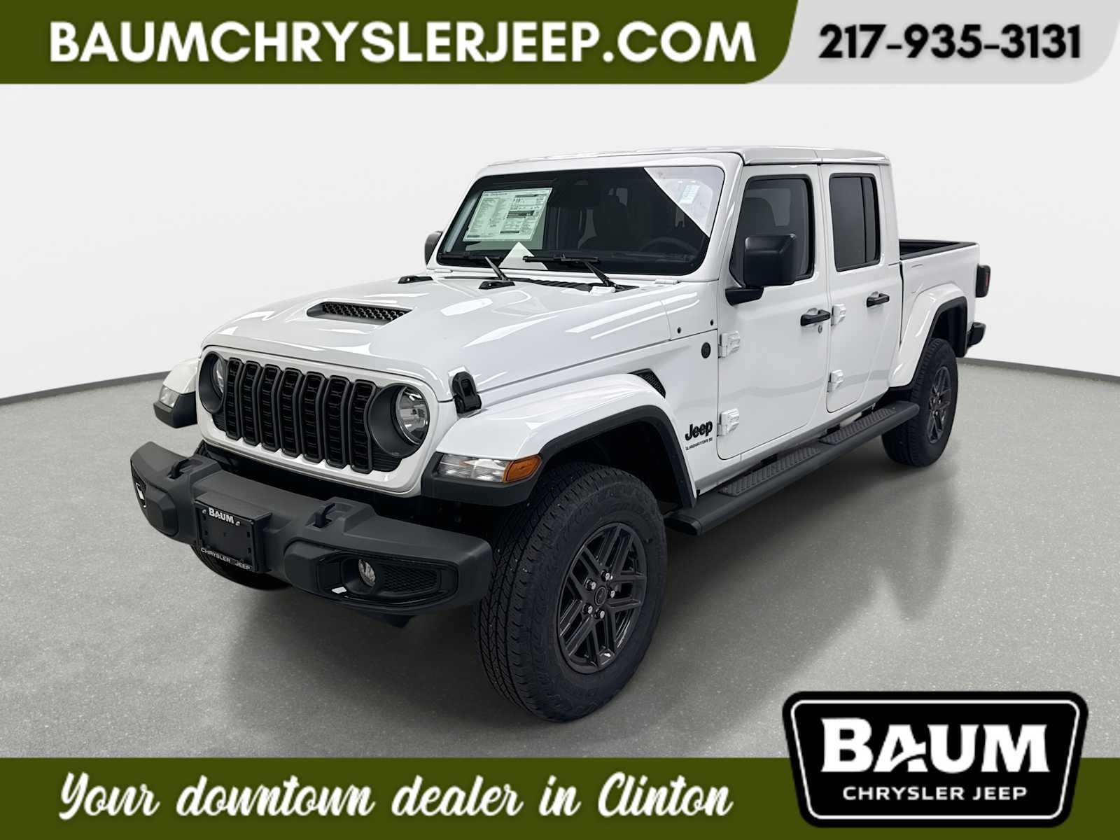 2026 Jeep Gladiator GLADIATOR SPORT S 4X4 in Bright White Clear-Coat Exterior Paint — front three-quarter view