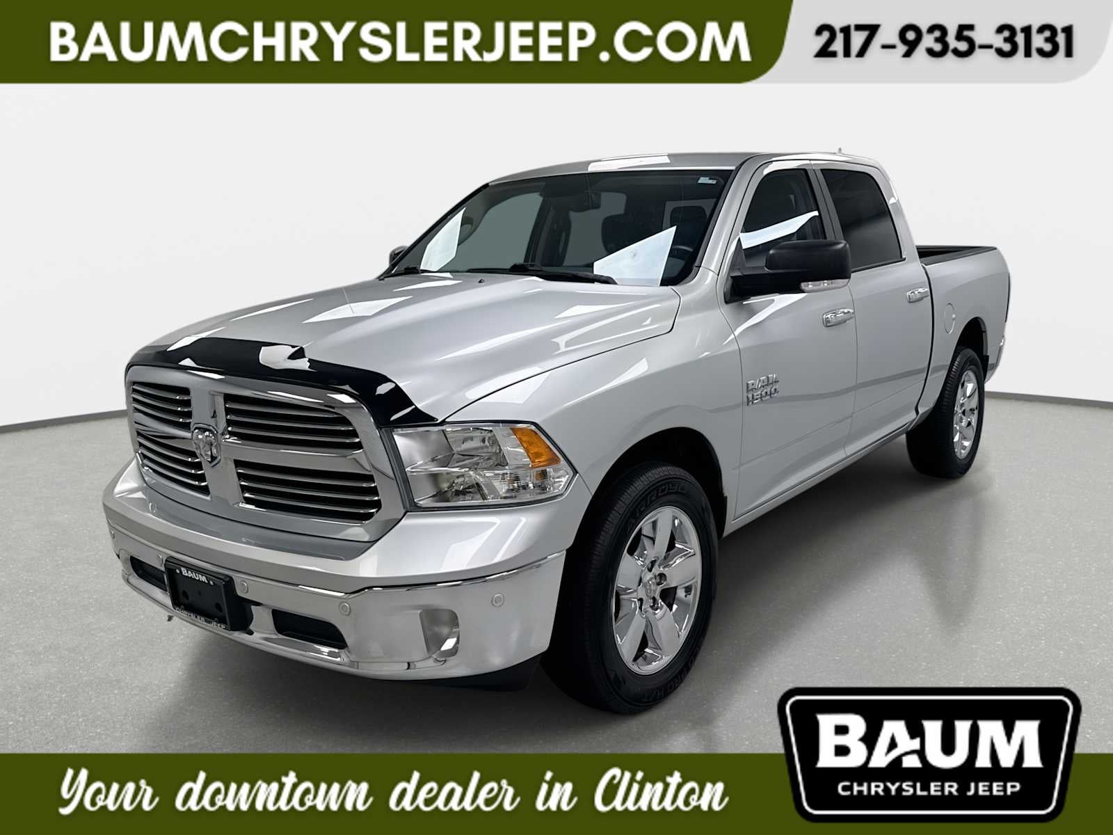 2017 RAM 1500 Big Horn Crew Cab 4x4 5'7' Box in Bright Silver Metallic Clearcoat — front three-quarter view
