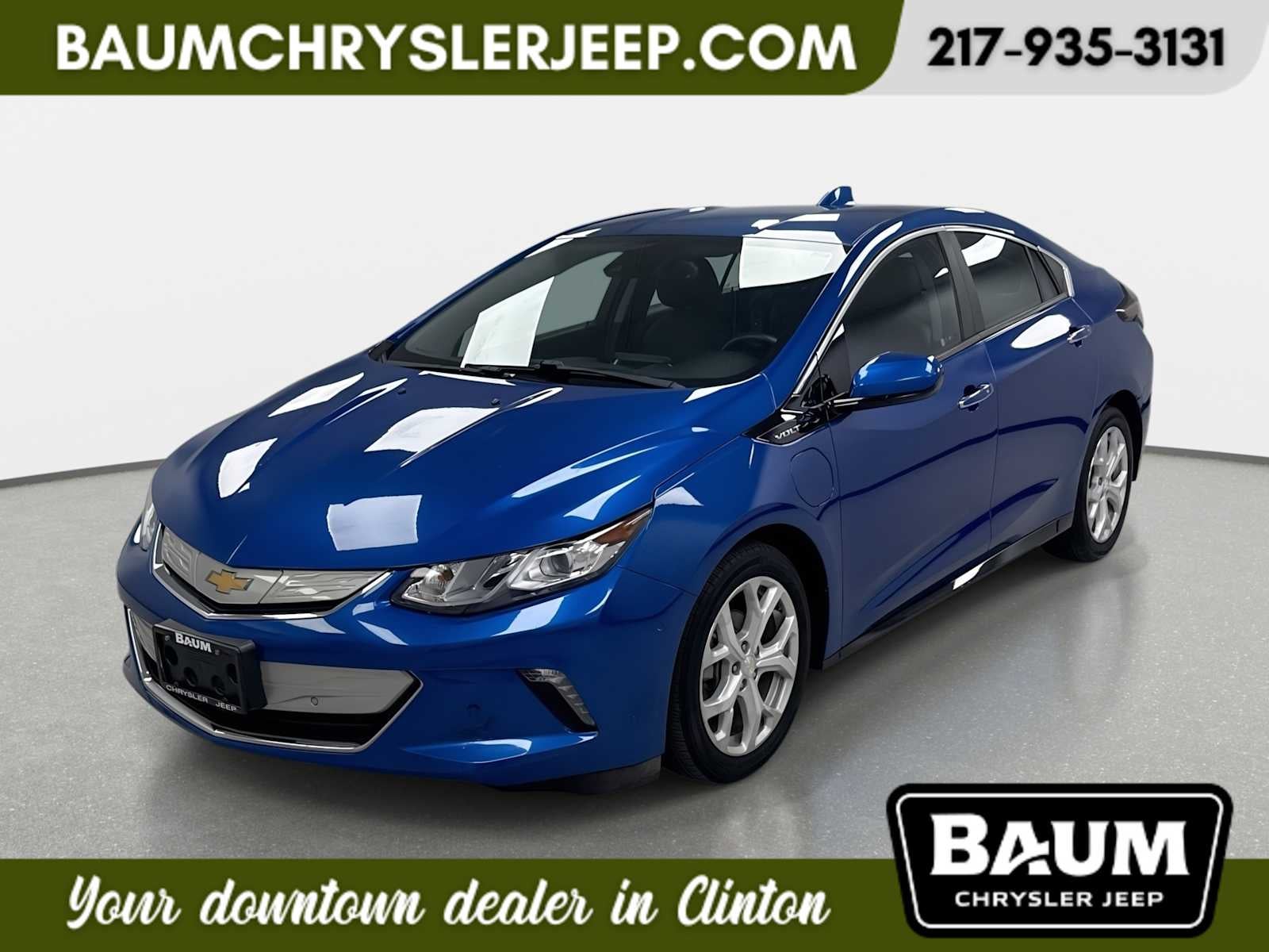 2017 Chevrolet Volt Premier in Kinetic Blue Metallic — front three-quarter view