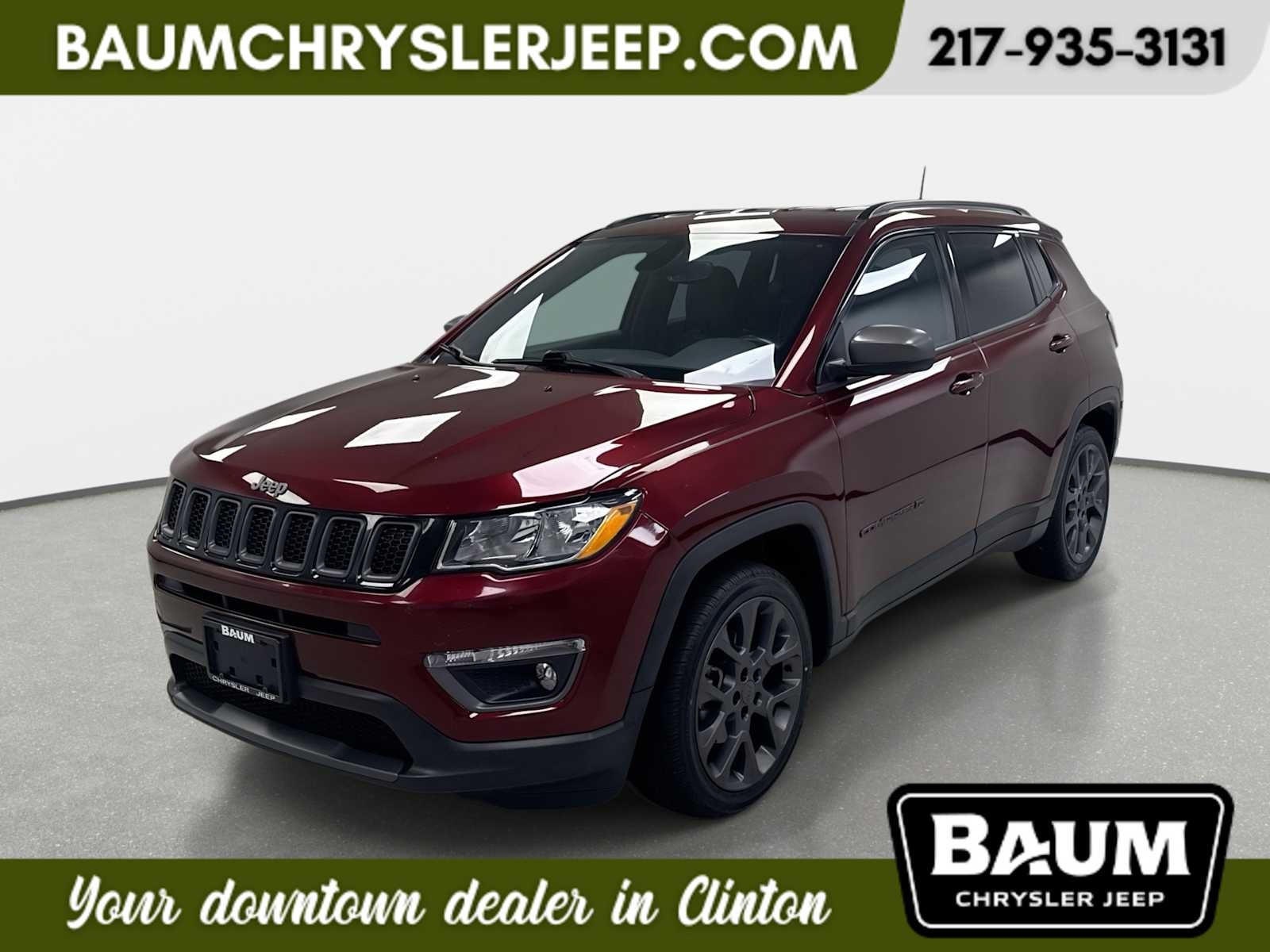 2021 Jeep Compass 80th Anniversary FWD in Velvet Red Pearlcoat — front three-quarter view